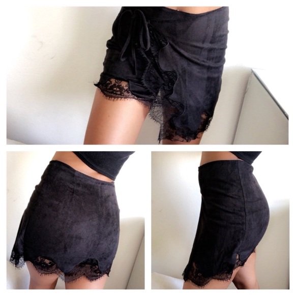 Nasty Gal Dresses & Skirts - Nasty Gal | Lace Suede Mini Skirt